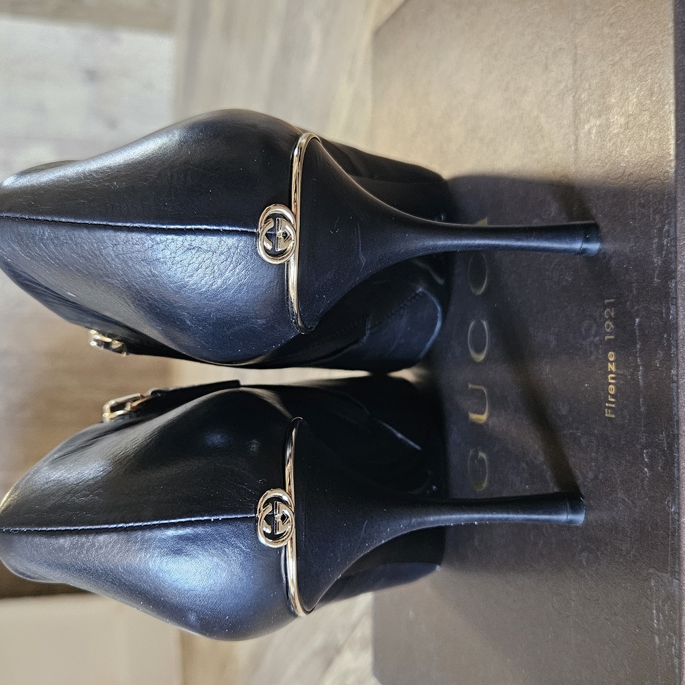 Gucci Black Heeled Boots Sleek Stiletto Design - Picture 4 of 8